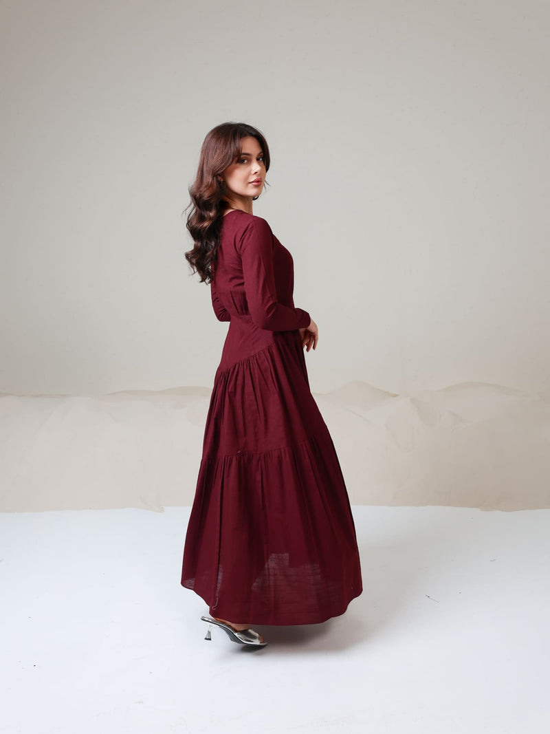 Maroon Rush Long Dress