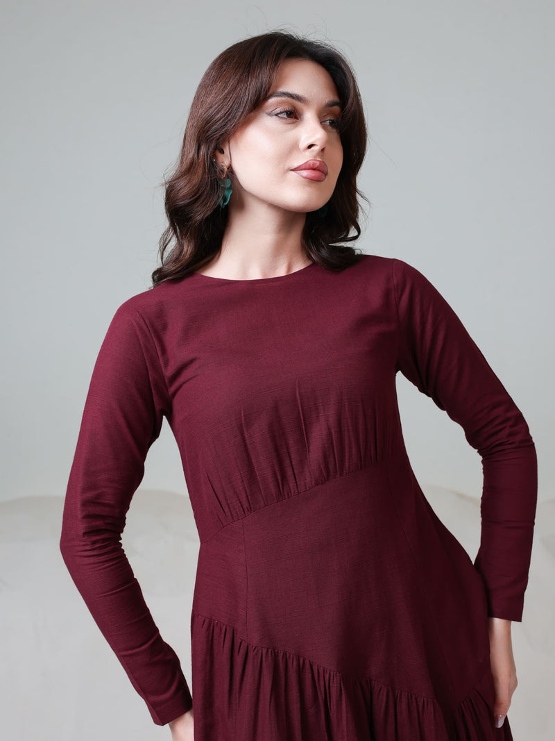 Maroon Rush Long Dress
