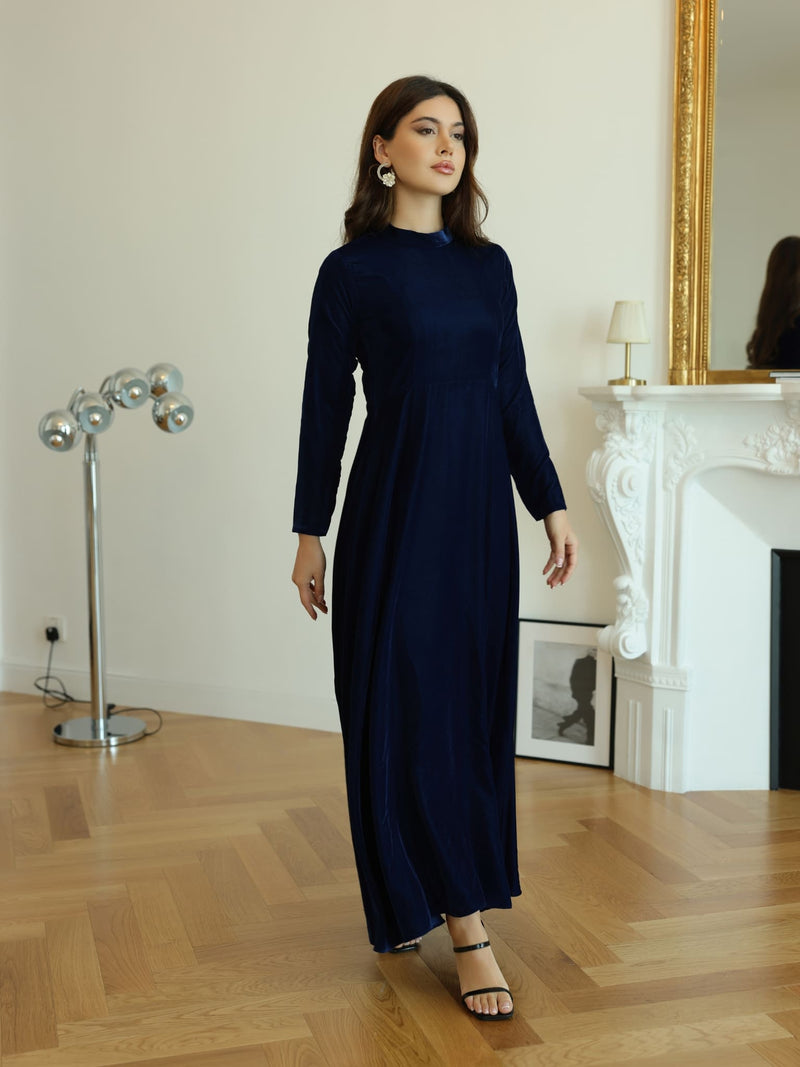 Shawn Blue Velvet Dress