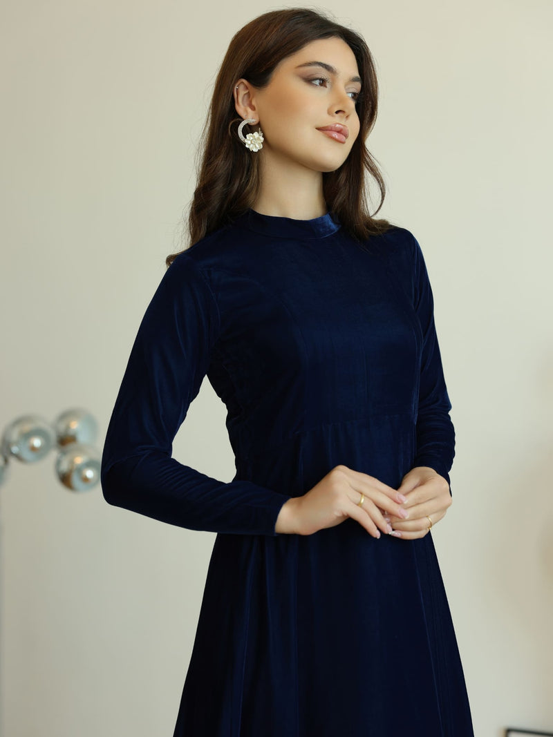 Shawn Blue Velvet Dress