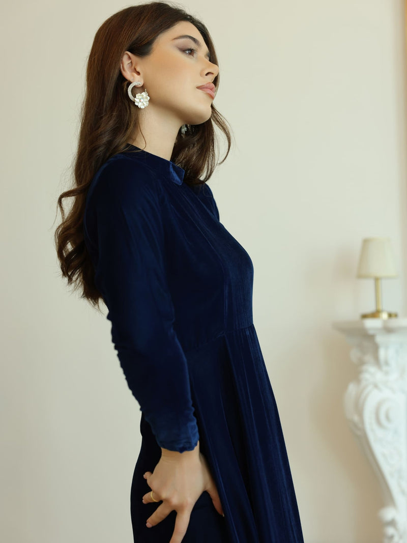 Shawn Blue Velvet Dress