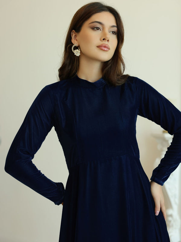 Shawn Blue Velvet Dress