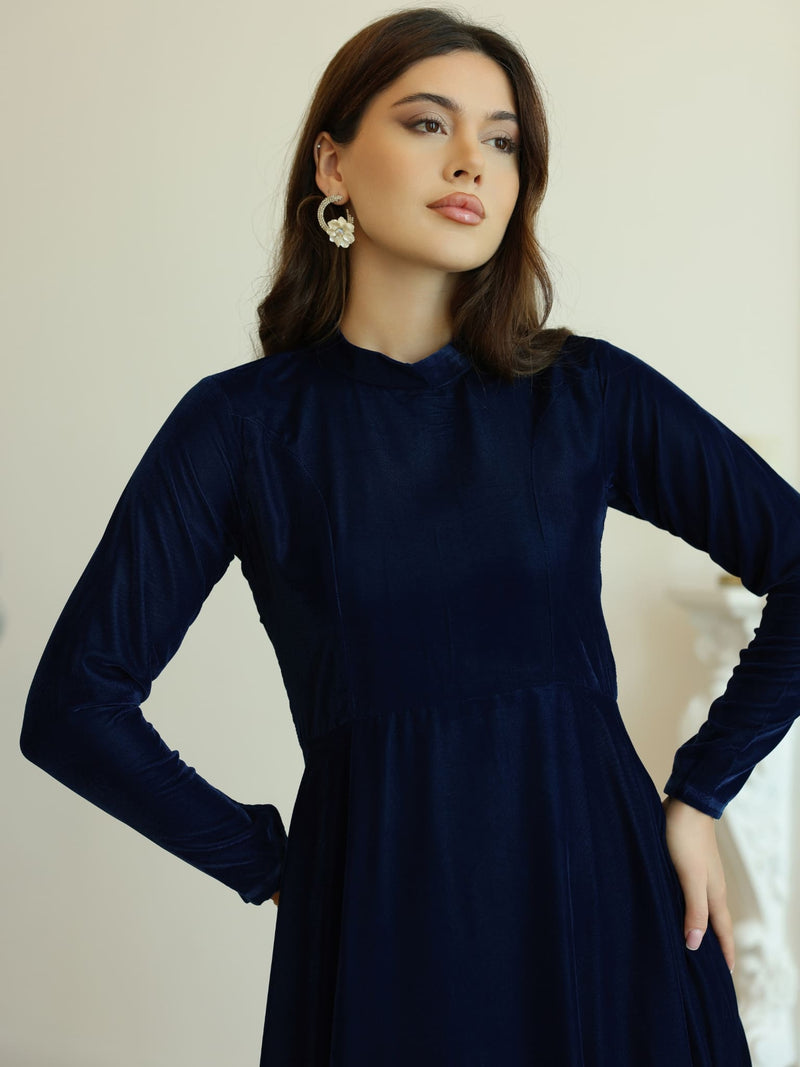 Shawn Blue Velvet Dress