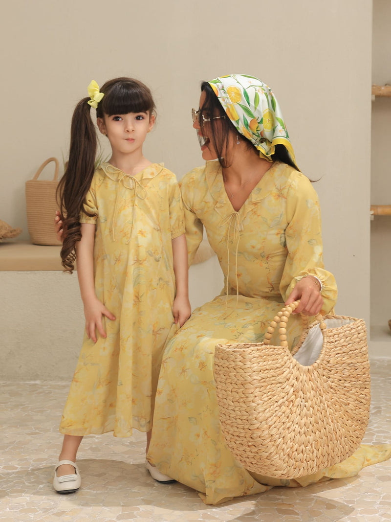 Mini Elaine Butter Floral Dress For Girls