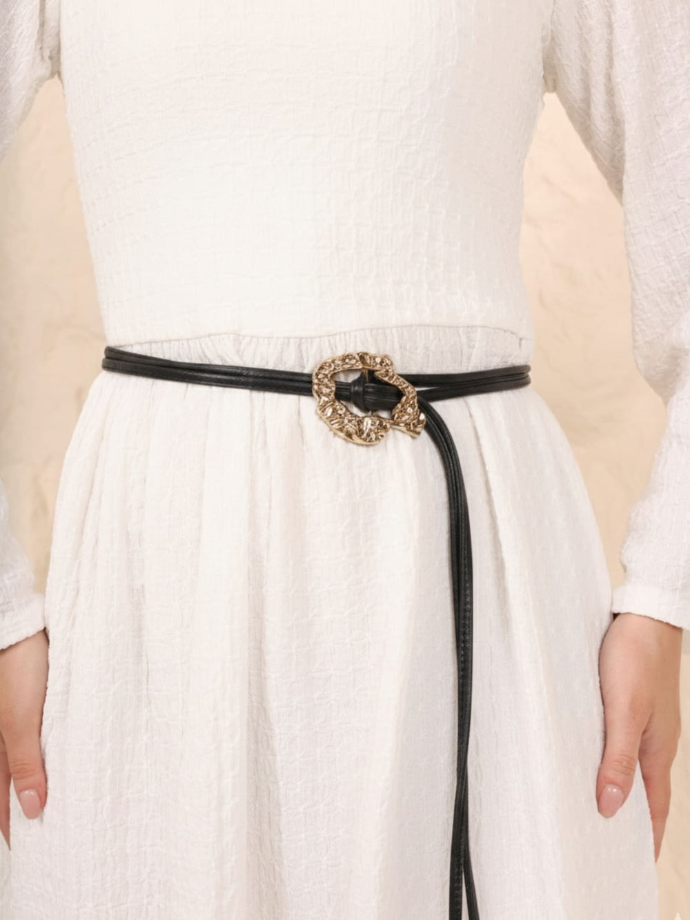 Leather Black Gold Buckle Belt