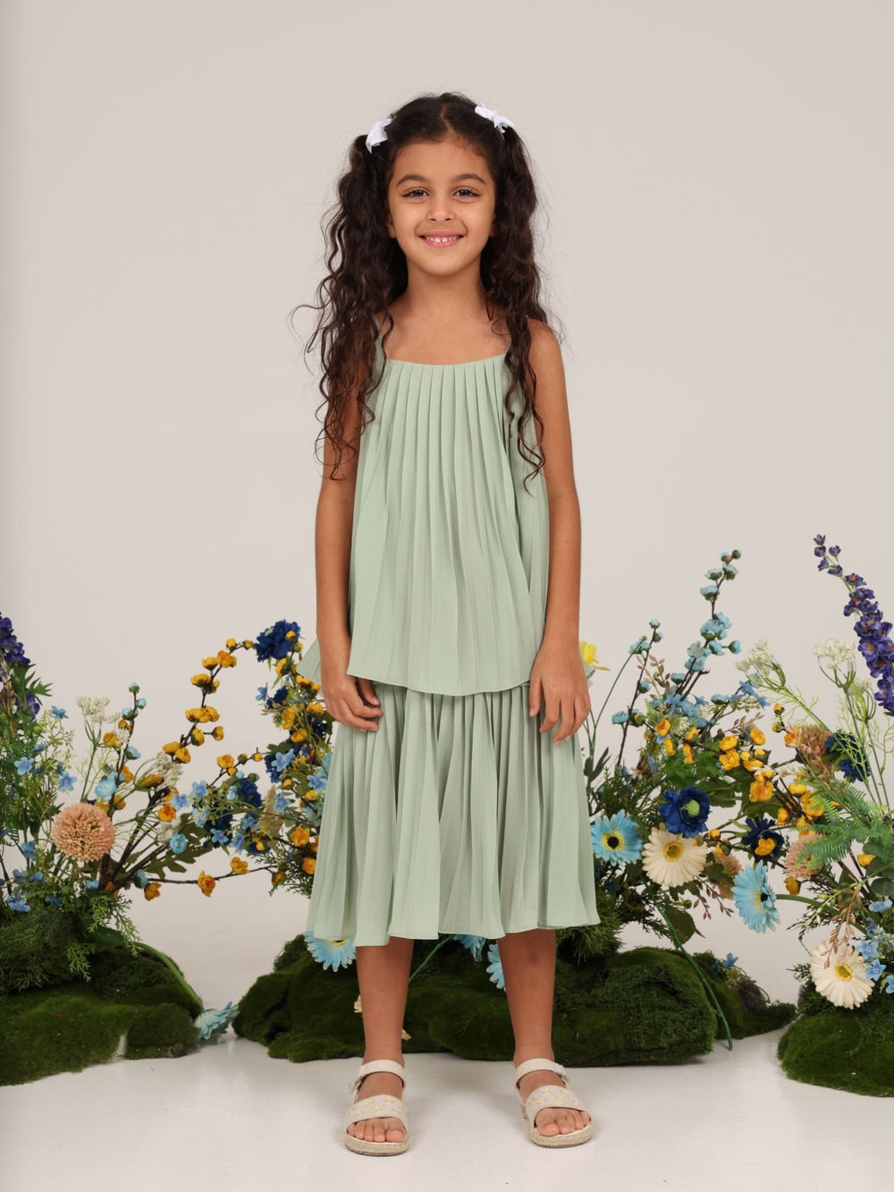 Mini Esther Sage Dress For Girls