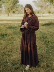 Bruna Brown Frill Long Dress