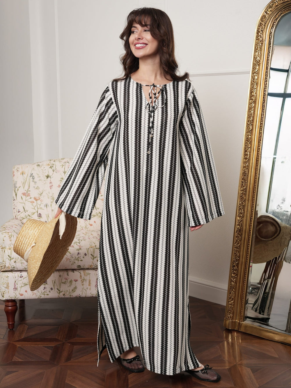 Lumi Black And White Crochet Dress