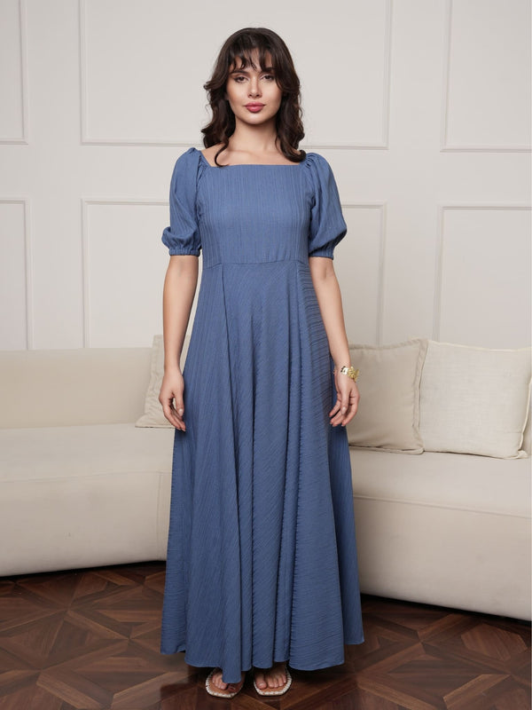 blue textured maxi dress Tori Textured Maxi Dress - Blue