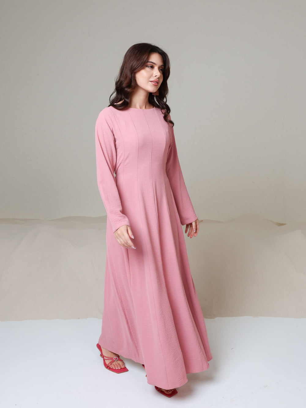 Starla Peach Pink Panel Long Dress