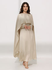 Ferisha Light Beige Embellished Cape And Dress