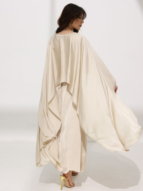 Ferisha Light Beige Embellished Cape And Dress Ferisha Light Beige Embellished Cape And Dress