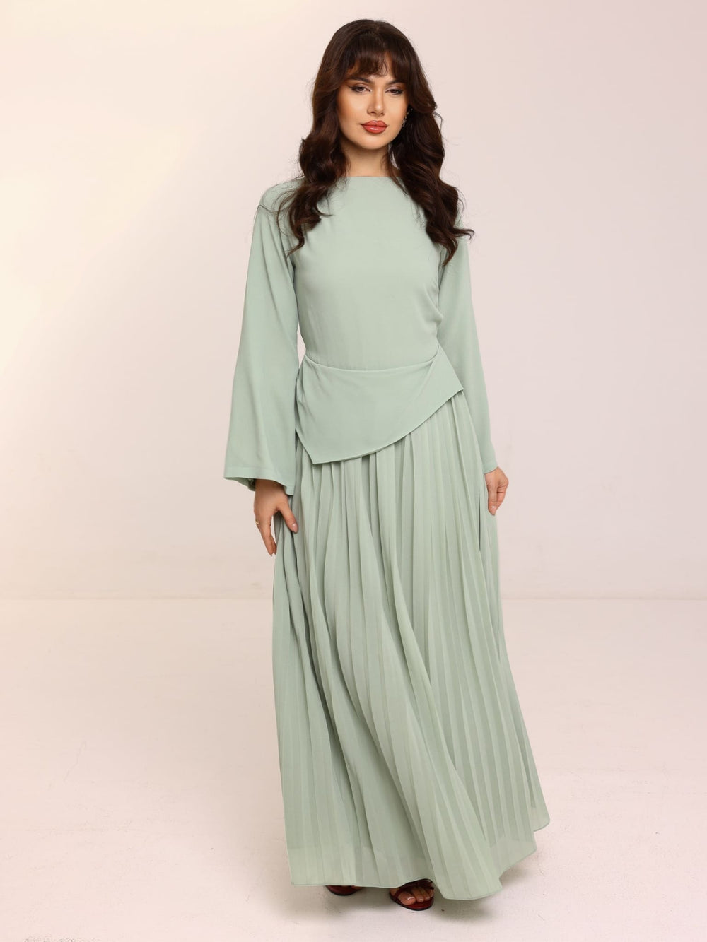 Kysa Drape Pleated Long Dress