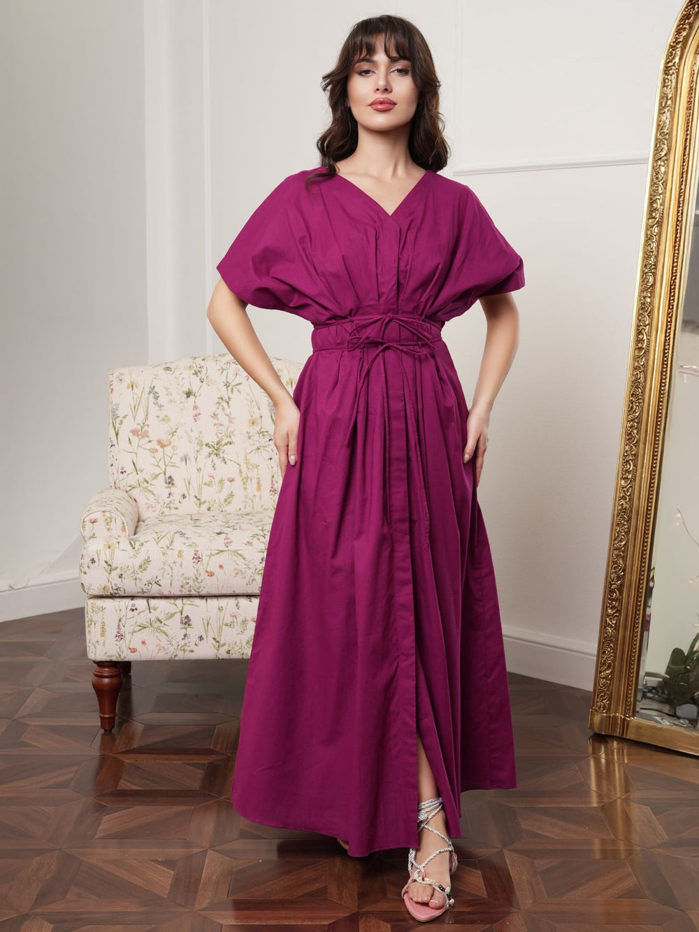 Molly Plum Poplin Long Dress