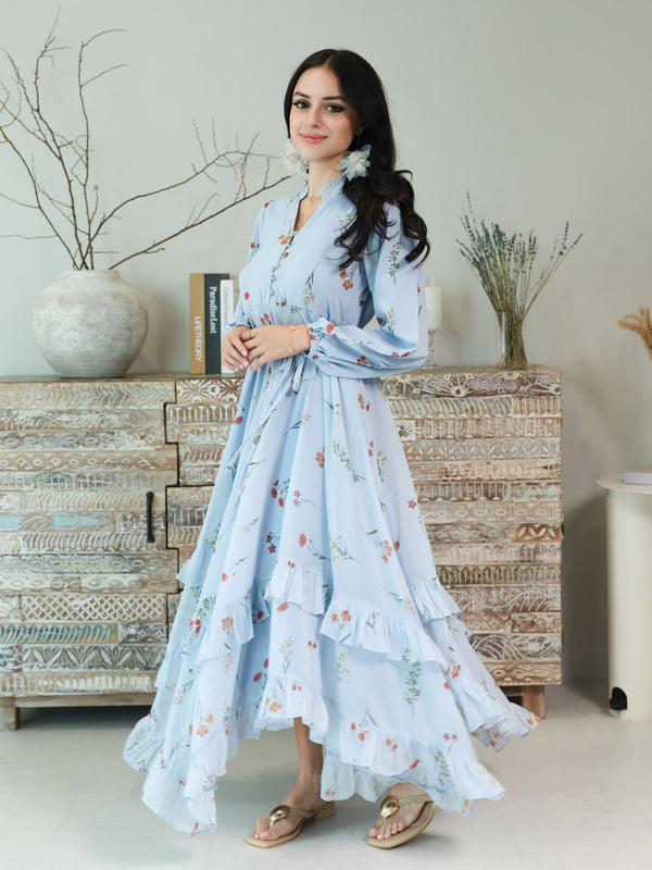 Marigold Blue Frill Dress
