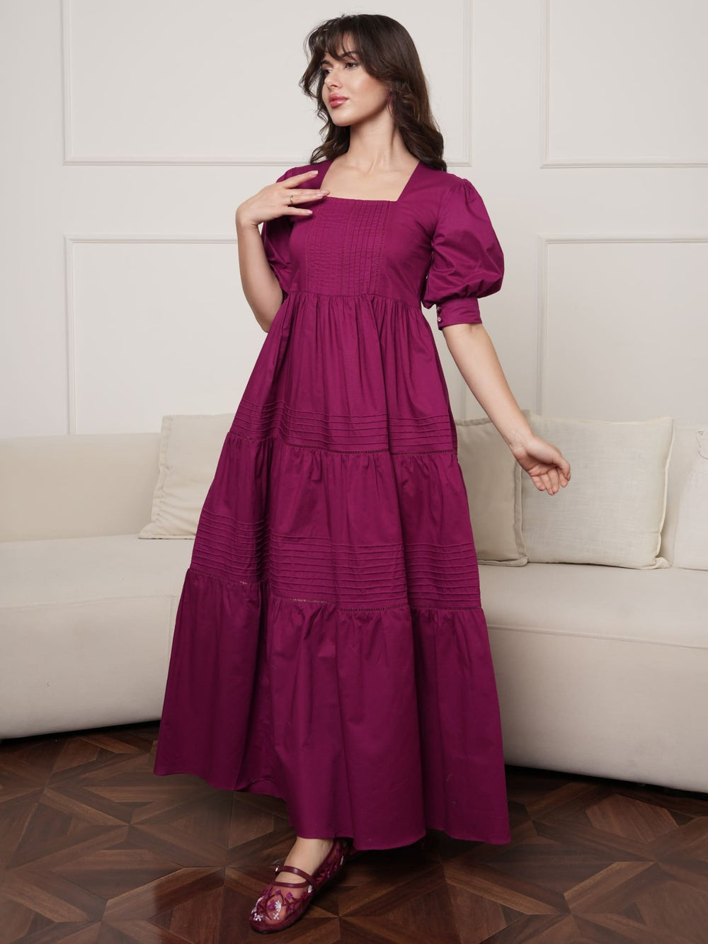 Plummy Cotton Lace Dress