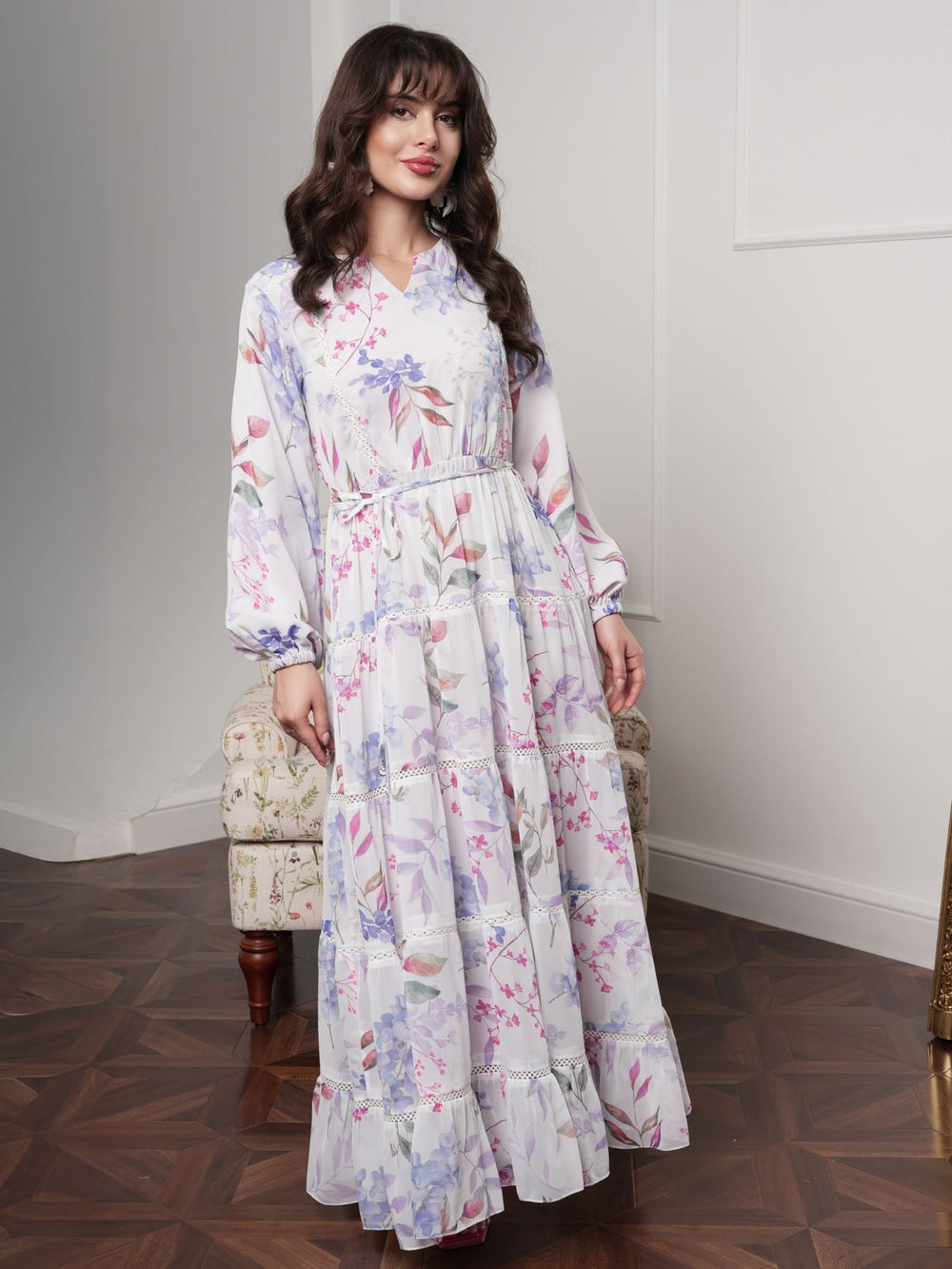 Mistlace Lavender Floral Long Dress