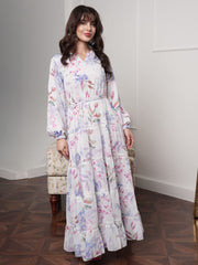 Mistlace Lavender Floral Long Dress