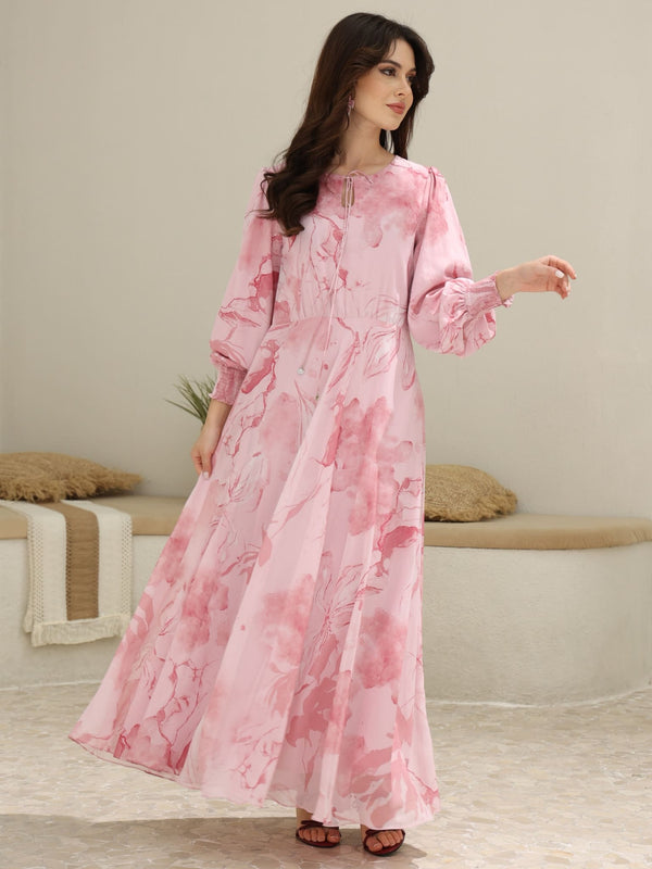 fitted lace wedding dress Pink Cooper Floral Long Dress