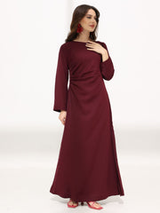 Cressida Maroon Pleat Long Dress