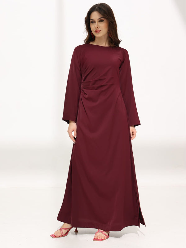 maroon maxi dress pakistani Cressida Maroon Pleat Long Dress