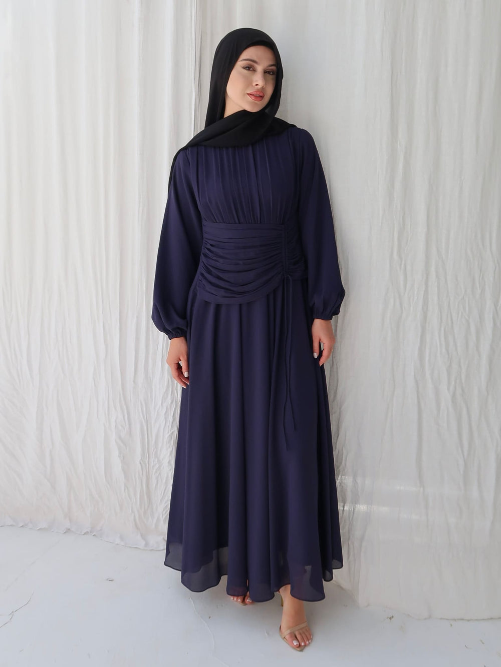 Zuri Blue Pleated Long Dress