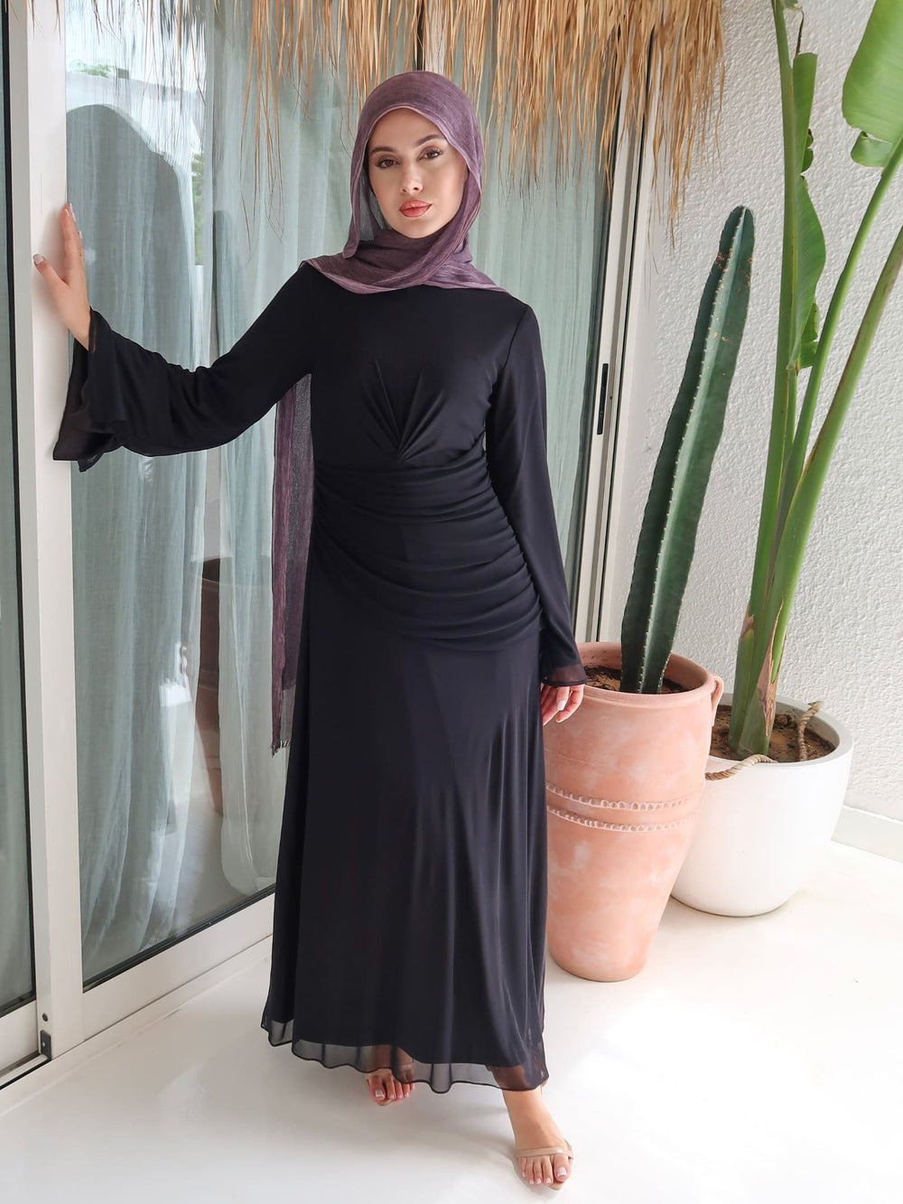 Cocoa Veil Black Mesh Net Dress