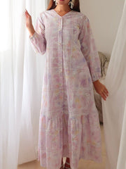 Britney Lilac Cutwork Embroidered Dress