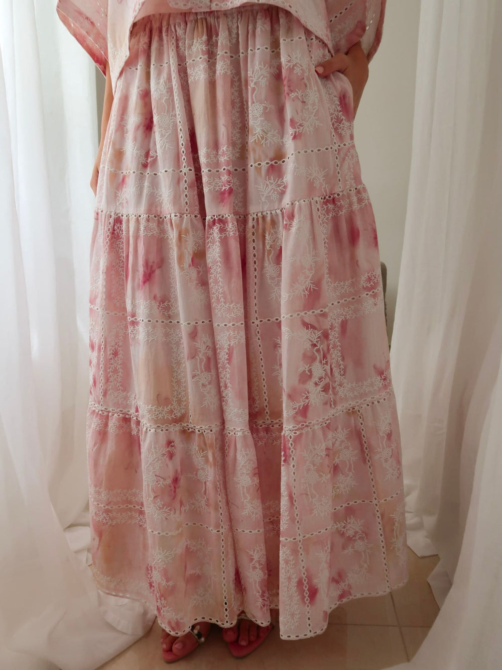 Rosalind Pink Embroidered Skirt