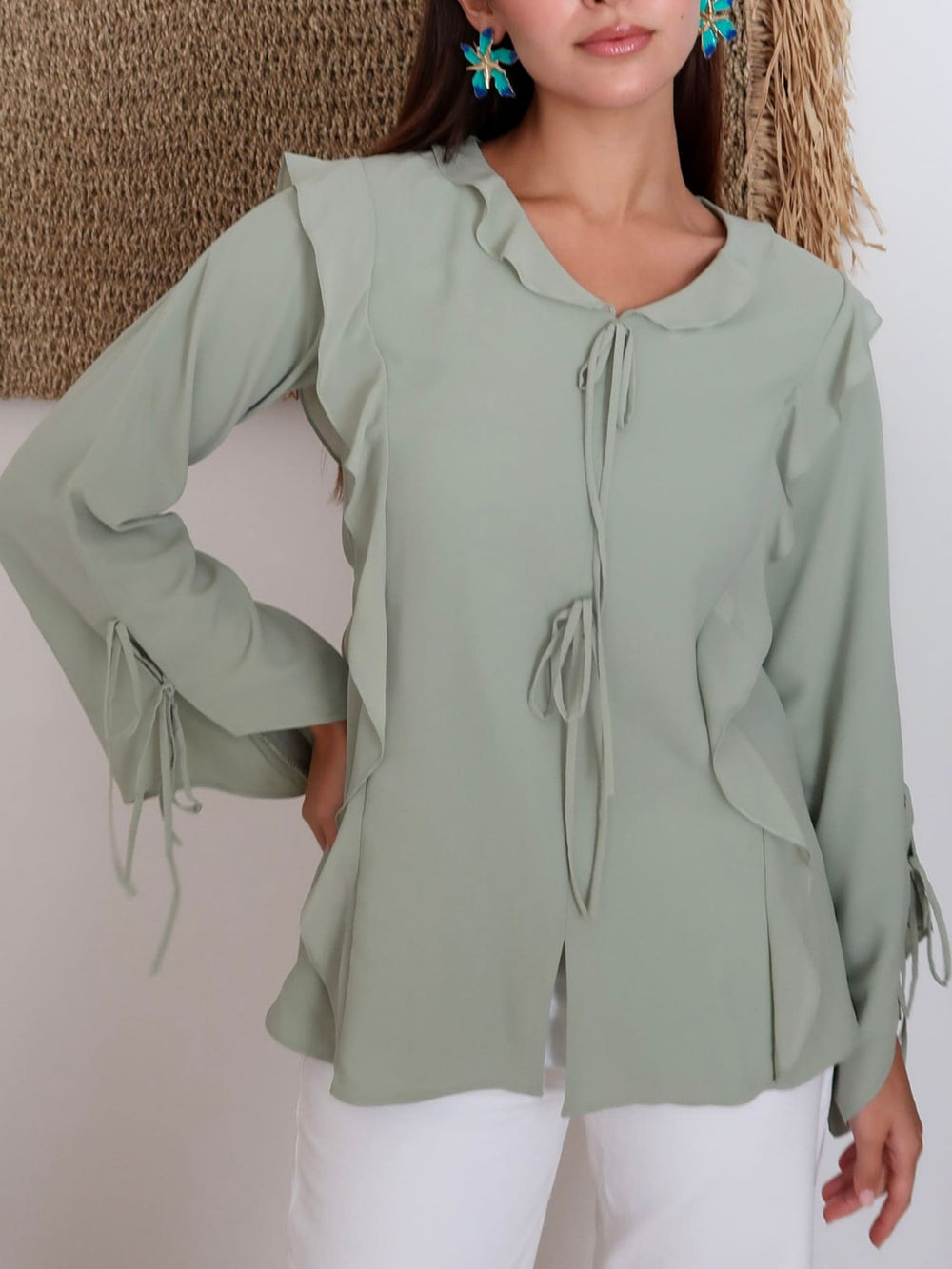 Cairn Green Ruffle Shirt