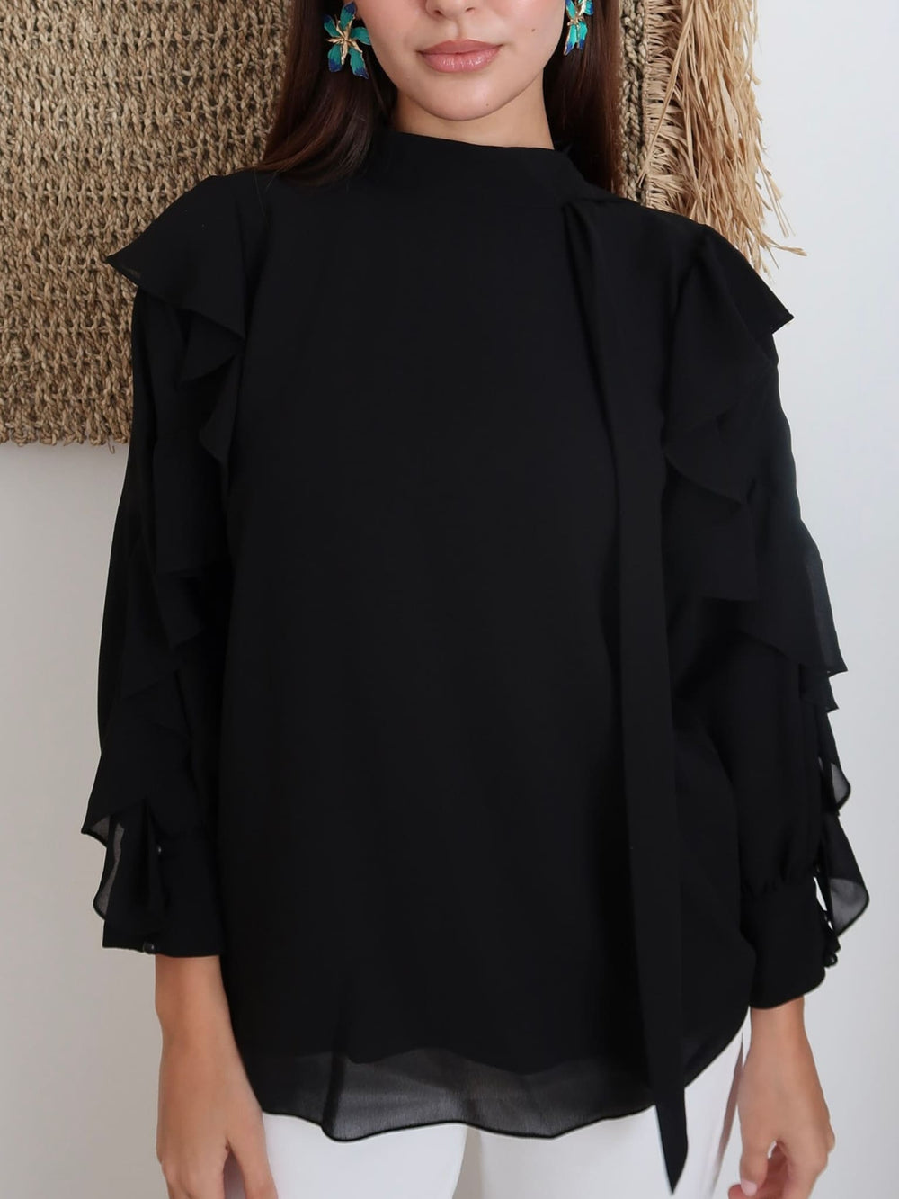 Amais Frill Black Shirt