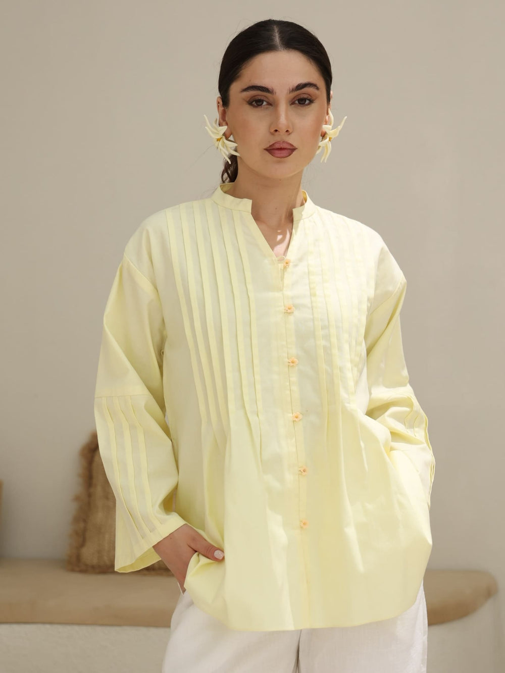 Fielle Butter Yellow Cotton Shirt