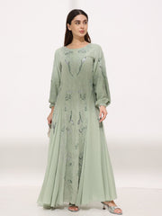 Estra Pastel Green Luxury Embellished Long Dress