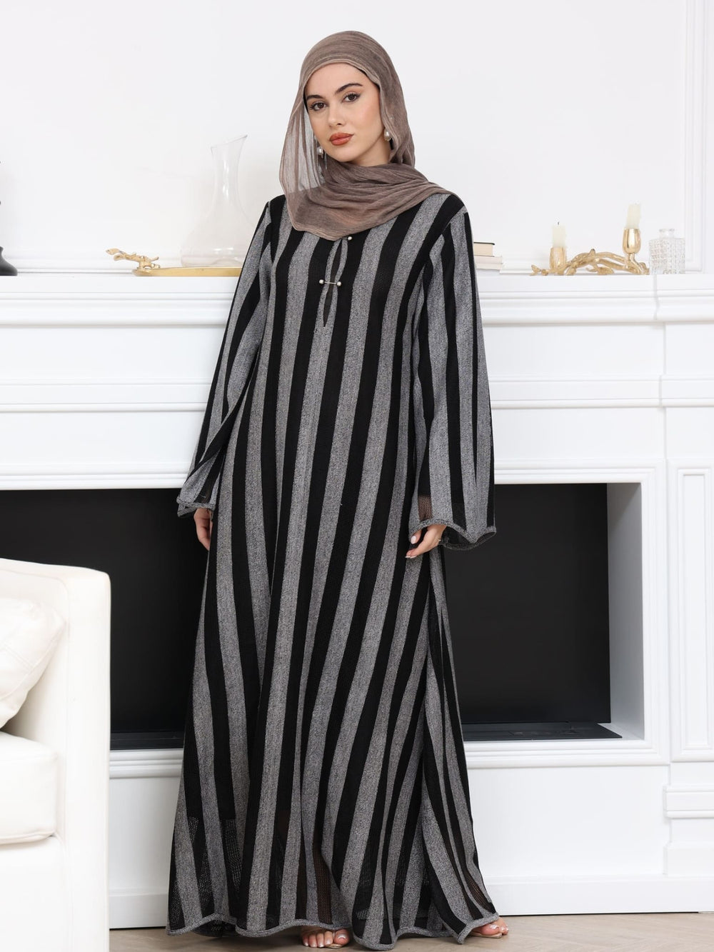 Zavora Crochet Stripe Long Dress