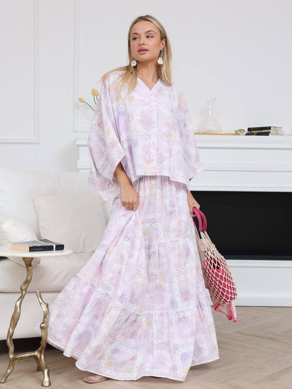 Rosalind Lilac Embroidered Skirt
