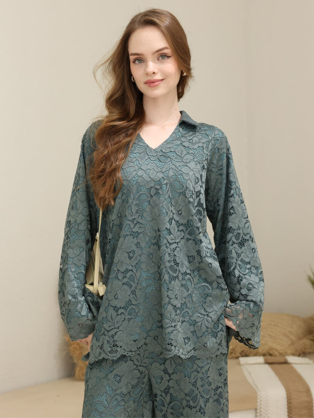 Winika Green Floral Net Shirt