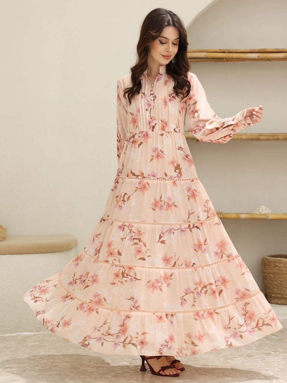 Ellana Floral Long Lacey Dress
