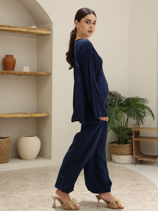 Nixie Linen Blue Balloon Pants