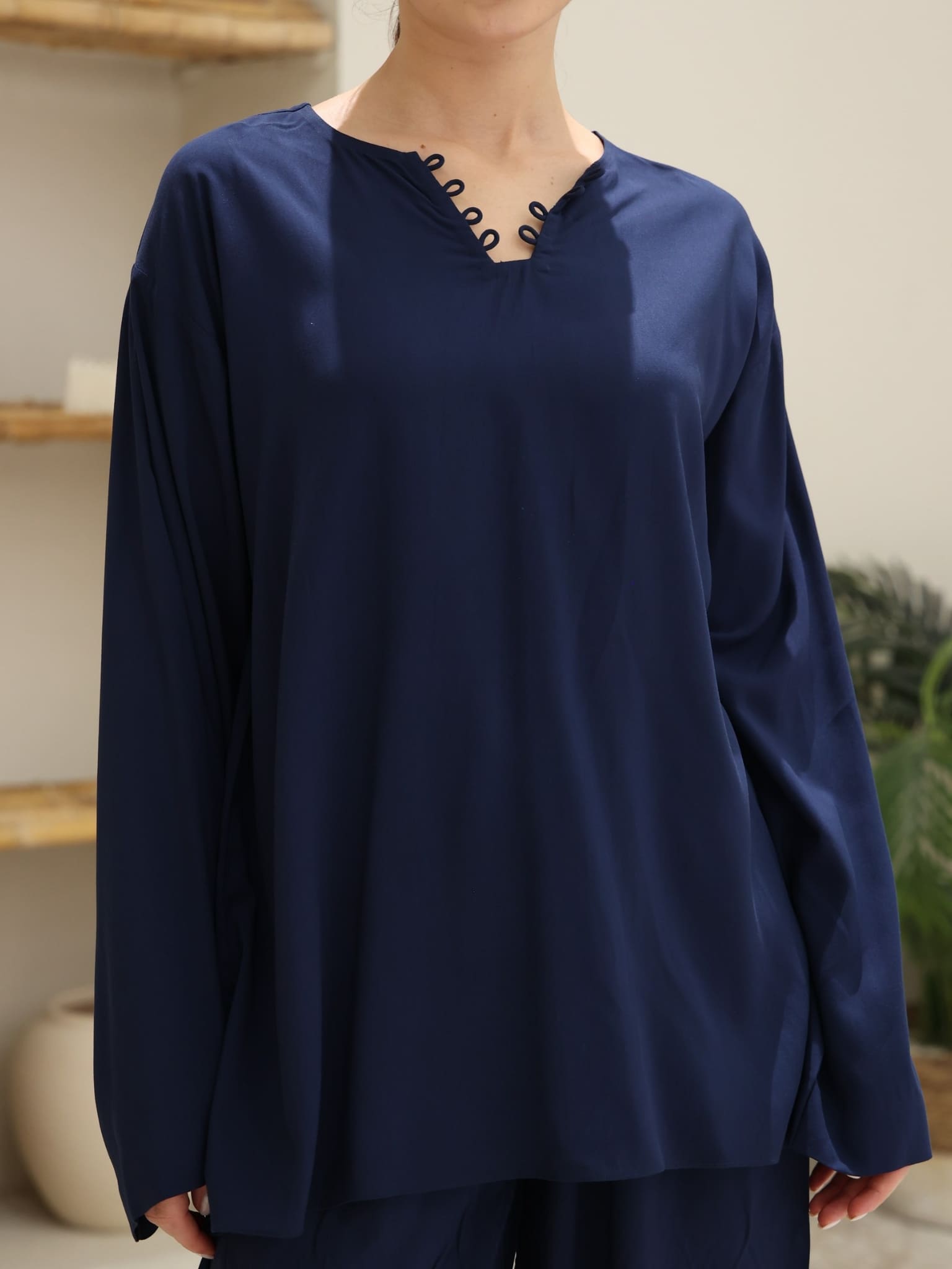 Nixie Linen Blue Shirt