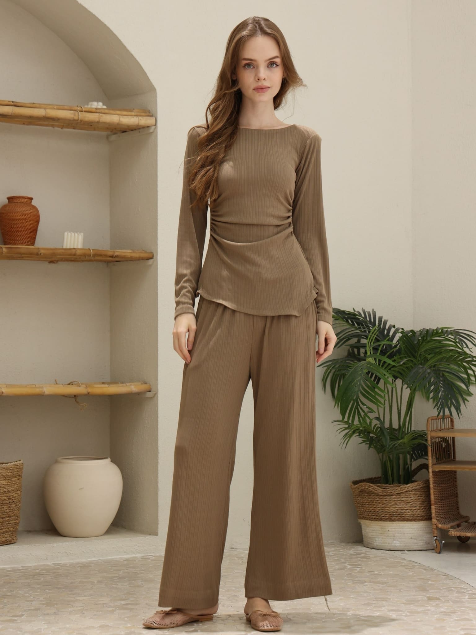 Lynell Olive Texture Pants