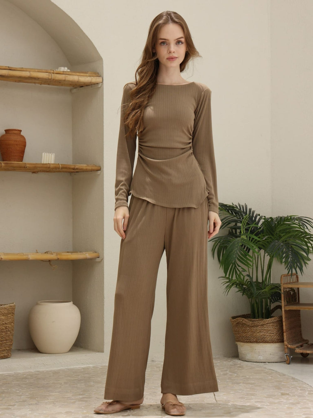 Lynell Olive Texture Pants
