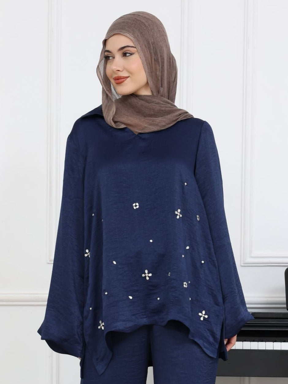 Cerise Blue Embellished Shirt