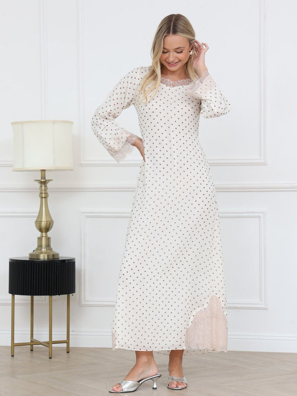 Emryn Lace Polka Dots Long Dress