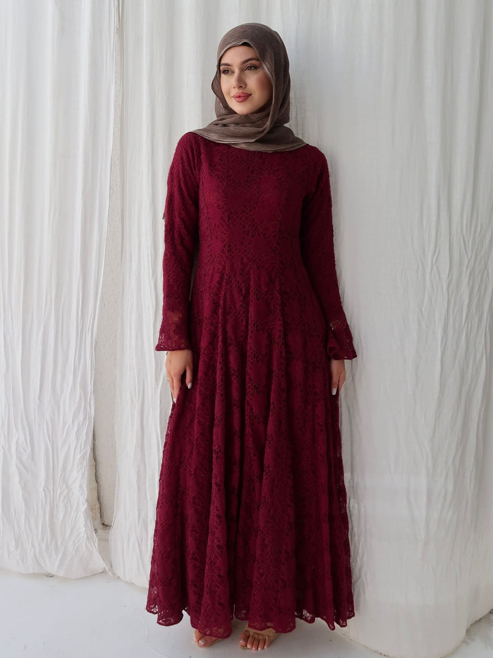 Selina Plum Net Panel Dress