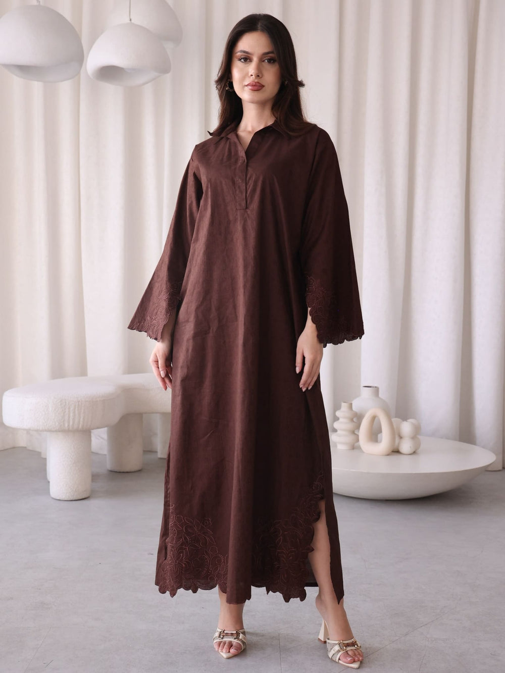 Canyon Embroidered Brown Tunic