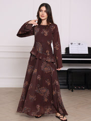 Casmee Brown Paisley Long Dress