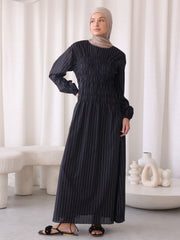Kior Stripe Smocked Long Dress