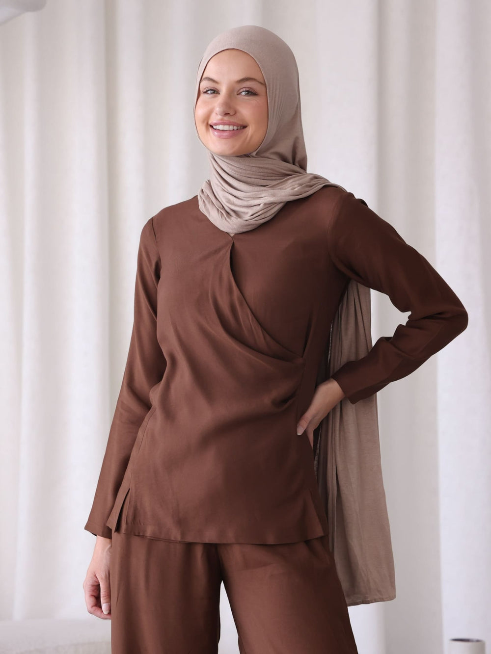 Matilda Brown Pleat Shirt