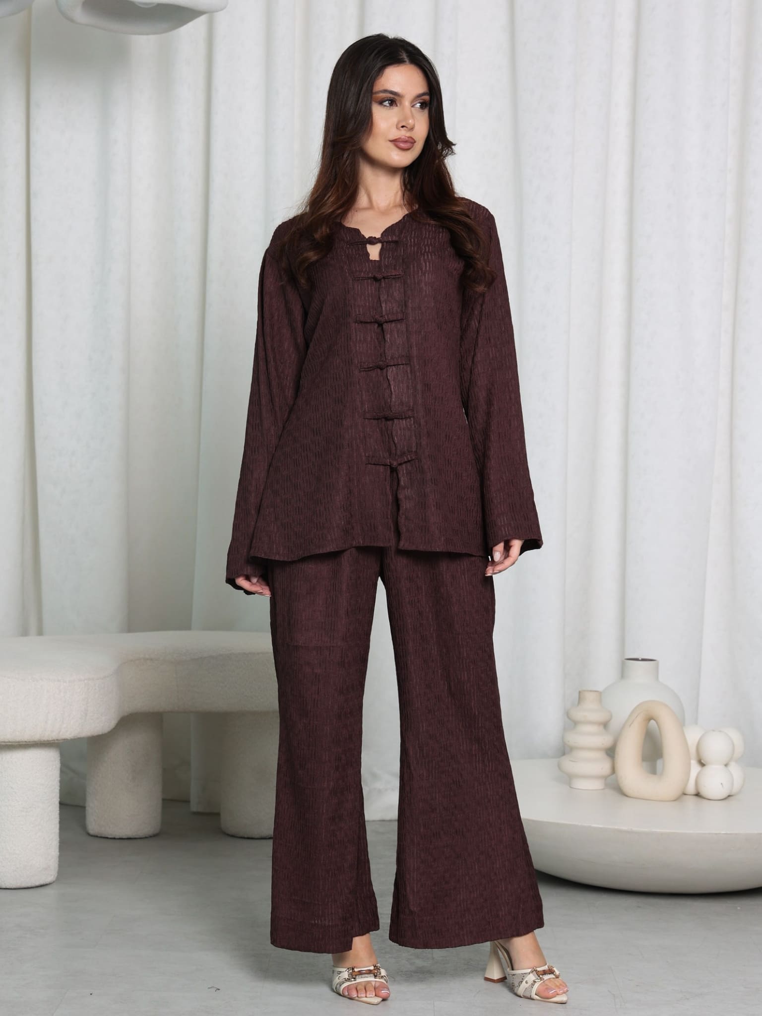 Rio Swirl Textured Brown Pants
