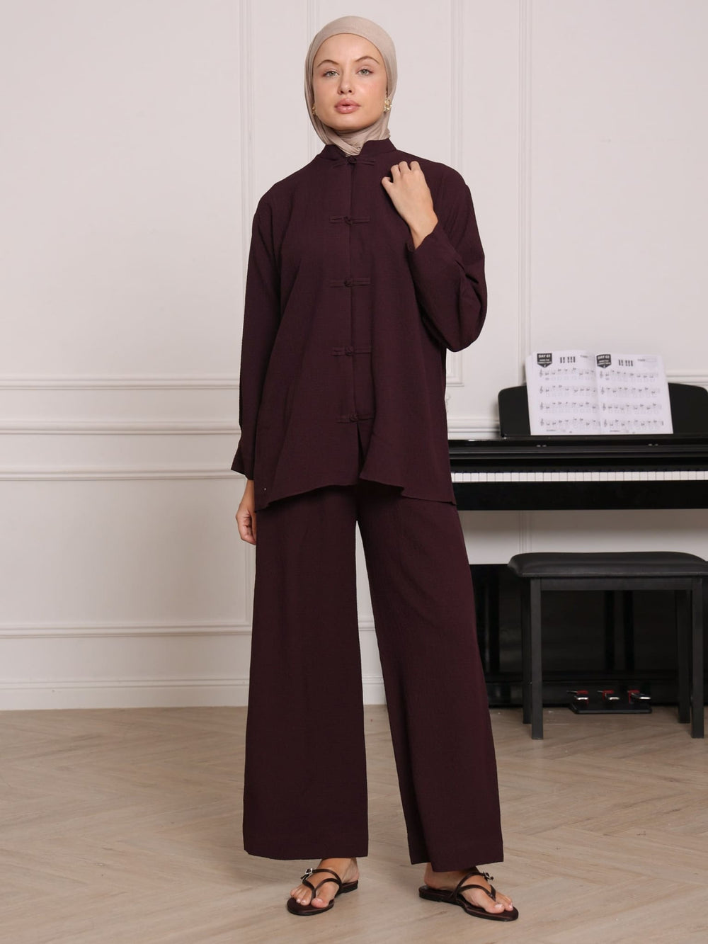 Allysa Plum Textured Pants